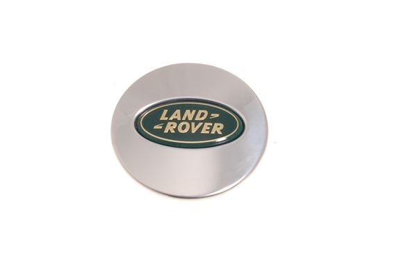 Wheel Centre Cap - Polished with Chrome Shadow Green and Gold Land Rover Logo - RRJ500060MUZ - Genuine