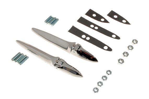 Boot Hinge Kit - Chrome - Pair with Fixings - TR2 from TS7229, TR3, TR3A - RW3132