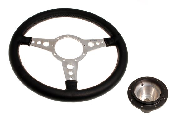 Moto-Lita Steering Wheel & Boss - 15 inch Leather - Fixed Column - Original Horn - Flat - RW3199
