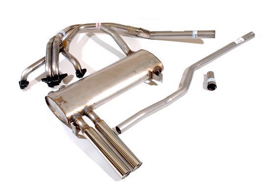 Stainless Steel Sports Single Box Twin Tailpipe Exhaust System - Including Manifold - Spitfire MkIV & 1500 - RL1615SS