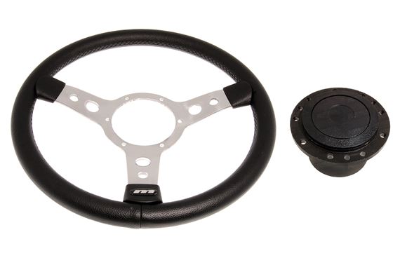 Mountney Traditional Vinyl 14 Inch Steering Wheel with Polished Centre 43SPVB, Boss3 - RP1514