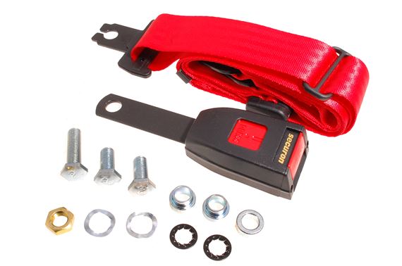 Front Seat Belt Kit - Static Type - 15cm Stalk - Each - Red - 719918A15RED - Securon