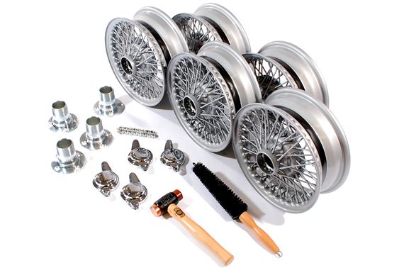Wire Wheel Conversion Kit 4.5 x 13&quot; (MWS Centre Lock Silver Painted Wheels) Two Eared Caps - RL1201