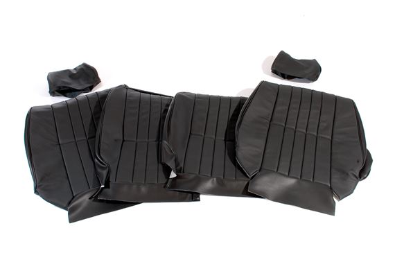 Triumph TR7 Seat Trim Cover Kit - Large D type Headrest - Black Leather - RB7253BLACK