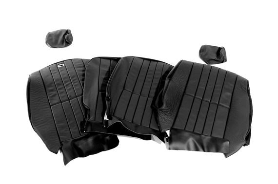 Triumph TR7 Seat Trim Cover Kit - Small Type Headrest - Black Leather - RB7384BLACK
