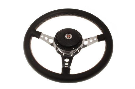 Moto-Lita Steering Wheel & Boss - 14 inch Black Leather - Drilled Spokes - Dished - 1976-1981 - RO1043