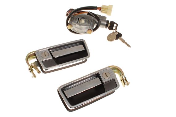 Lock Set - Front Door Handles (Chrome) and Steering Column Lock/Switch to VIN 276050 - RTC2804