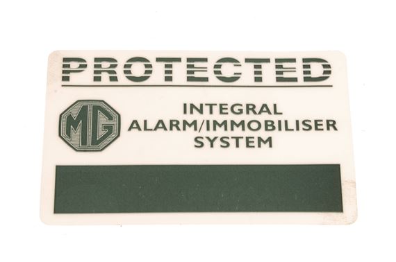 Label - Security System - Window - BAC102710 - Genuine MG Rover
