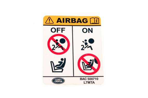 Label - Front Passenger Airbag Deactivation Instructions - LHD - BAC500710 - Genuine