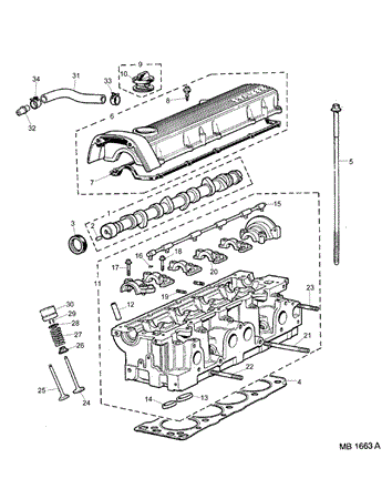 Metro Cylinder Head, Camshaft - Carburetter to E444805 - 1100 Petrol 8V