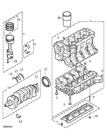 Rover 75/MG ZT Block, Crankshaft, Con Rods and Pistons - 1800 Petrol 4 Cylinder