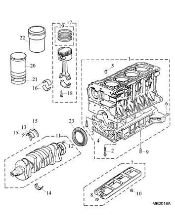 Rover 400/45 MG ZS Block, Pistons - 1400 Petrol 16V K Series
