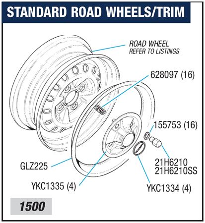 Triumph Spitfire Standard Road Wheels and Trim - 1500