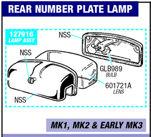 Triumph Spitfire Rear Number Plate Lamp - Mk1, Mk2 and Early Mk3