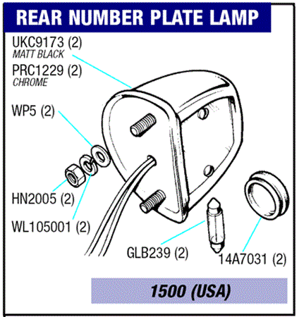 Triumph Spitfire Rear Number Plate Lamp - 1500 (USA Spec)