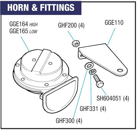 Triumph Spitfire Horns and Fittings - All Models