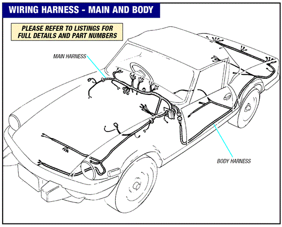 Triumph Spitfire Wiring Harness - Main and Body - 1500 - UK (and Non-UK) RHD Specification