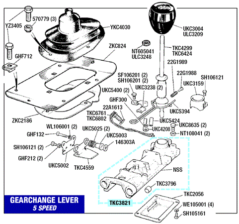 Triumph TR7 Gearchange Lever - 5 Speed