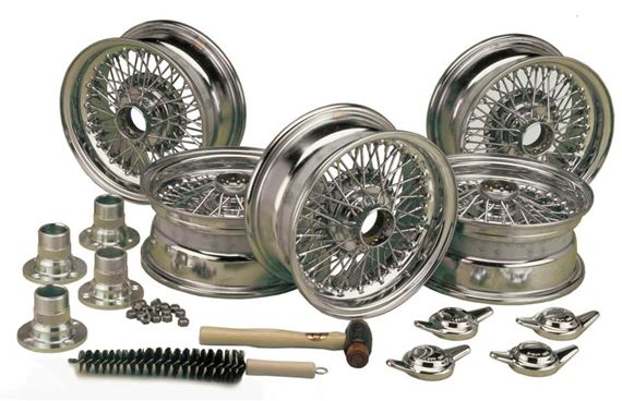 Wire Wheel Conversion Kit 5.5 x 13&quot; (MWS Centre Lock Chrome Wheels) Two Eared Caps - RB7005