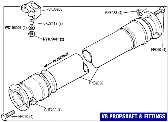 Triumph TR8 V8 Propshaft and Fittings