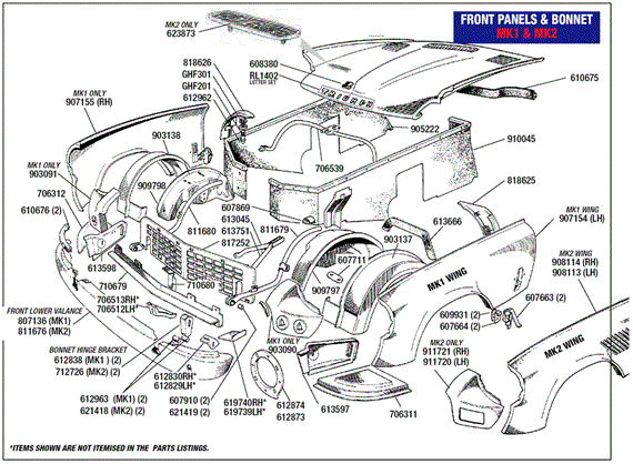 Triumph GT6 Front Panels and Bonnet (Mk1 and Mk2)