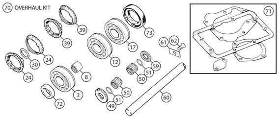 Triumph TR3B (TCF) TR4-4A-5-250 Gearbox Overhaul Kits - A Type Overdrive - 4 Synchro