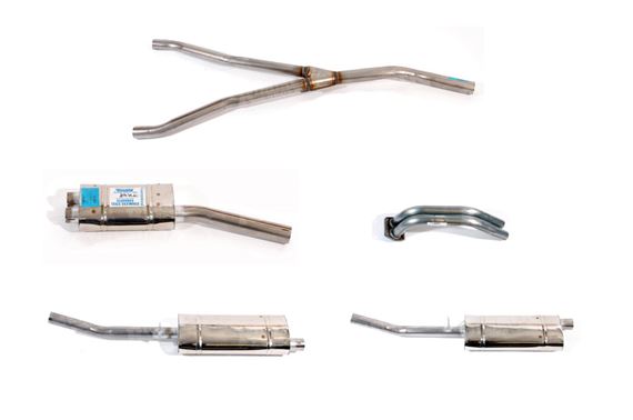 Triumph TR4A to CTC70488 Exhaust Standard Systems - Twin Box Exhaust - Stainless Steel