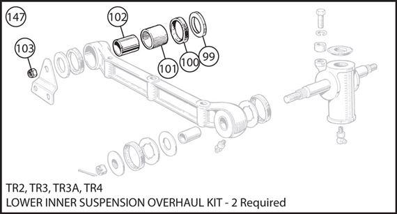 Triumph TR2-4 Lower Inner Suspension Overhaul Kit