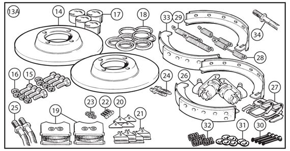Triumph TR3 from TS13046, TR3A to TS15331 Brake Overhaul Kits - Full