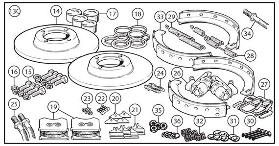 Triumph TR3A from TS34404 to TS56376 Brake Overhaul Kits - Full