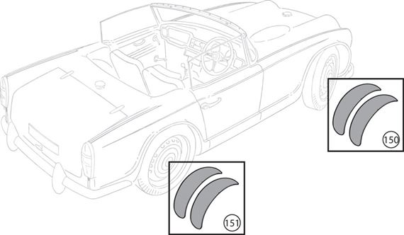 Triumph TR4-250 Wheel Arch Protectors - Rear