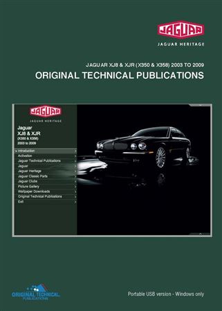 Portable USB - Original Technical Publications - Jaguar XJ8 and XJR (X350 and X358) 2003 to 2009 - JTP1022USB - OTP