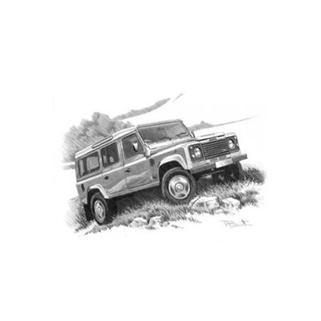 Defender 110 Station Wagon 1991-2007 Personalised Portrait in Black & White - LL1747BW