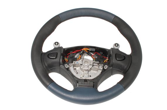 Steering Wheel without Airbag Module - Automatic - Blue/Black Leather - QTB102721JZM - Genuine MG Rover