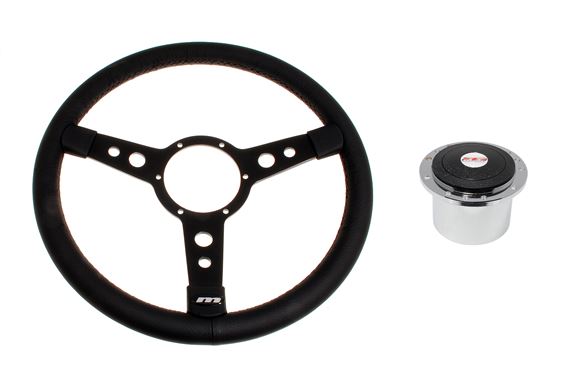 Steering Wheel Kit 14" Vinyl Semi Dish Black Centre & Alloy Boss - RA1440BA - Mountney