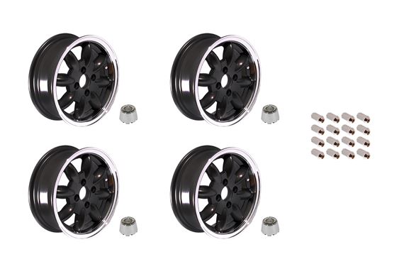 Alloy Wheel Set of 4 - 5.5x13 Black/Silver - RB7716M - Classic 8 Spoke