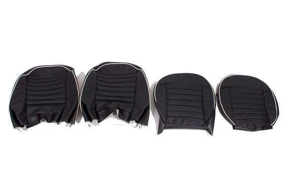 Triumph Front Seat Cover Kit - Black Leather with White Piping - RF4055BLACKLEATHER