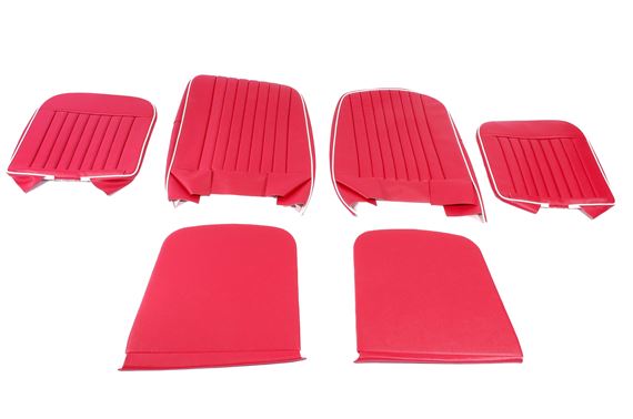 Triumph TR4 Front Seat Cover Kit - Matador Red Leather with White Piping - RF4056REDMATLEATHER