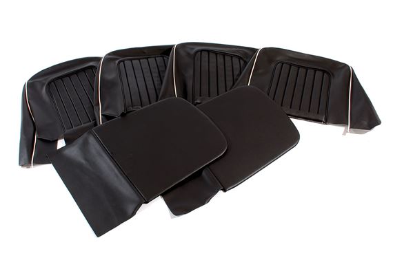 Triumph TR4A Front Seat Cover Kit - Black Vinyl with White Piping - RF4057BLACK