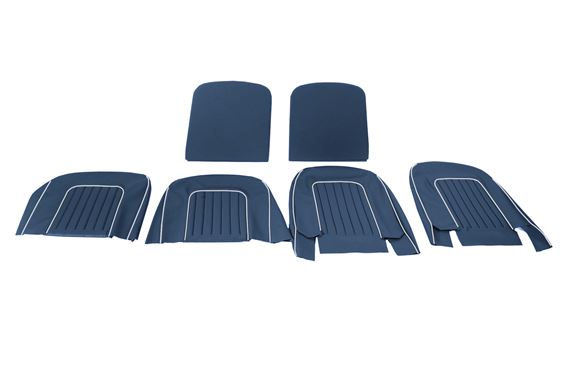 Triumph TR4A Front Seat Cover Kit - Blue Leather Faced with White Piping - RF4057BLUELEATHER