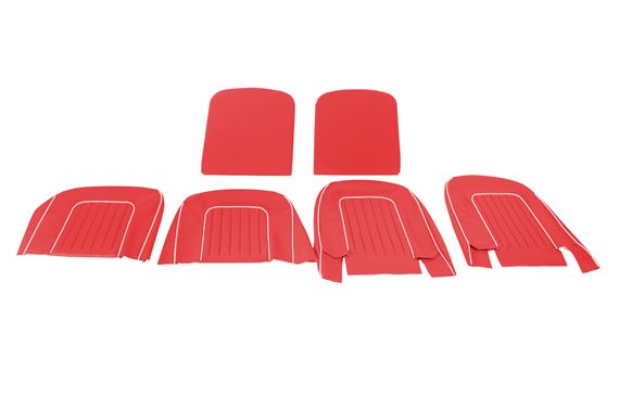 Triumph TR4A Front Seat Cover Kit - Matador Red Leather Faced with White Piping - RF4057REDMATLEATHER