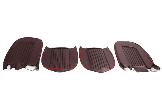 Triumph TR5-250 Front Seat Cover Kit - Black Vinyl with Red Piping - RF4058BLACKRP