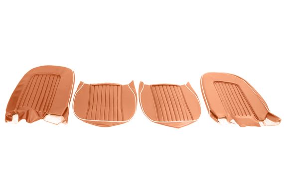 Triumph TR5-250 Front Seat Cover Kit - Tan Vinyl with White Piping - RF4058TAN