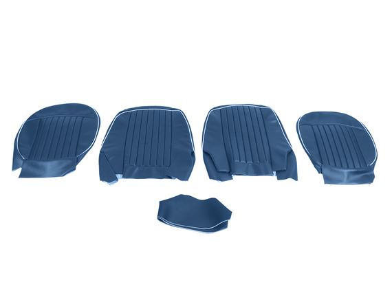Triumph TR4 Front Seat Cover Kit - Blue Vinyl with White Piping - RF4064BLUE