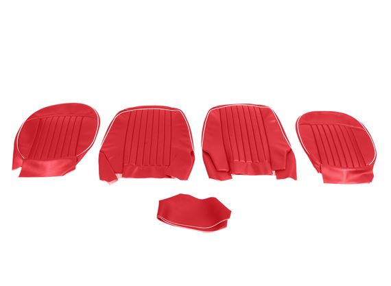 Triumph TR4 Front Seat Cover Kit - Matador Red Vinyl with White Piping - RF4064REDMAT