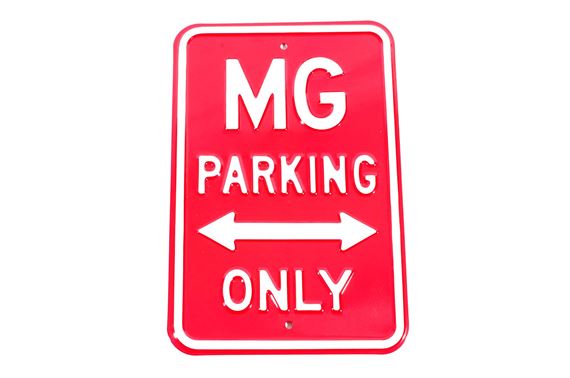 Sign - MG Parking - 18 Gauge Embossed Steel - Red/White 45cm x 30cm - RP1208RED
