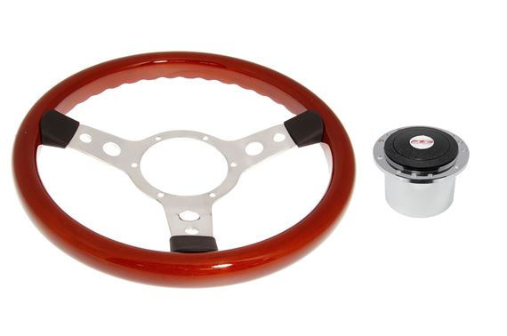 Steering Wheel 13" Wood Rim with Polished Centre Polished Boss - RP1523A - Mountney 