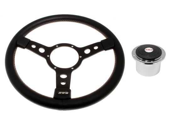 Steering Wheel 14" Vinyl with Black Centre Polished Boss - RP1525A - Mountney 