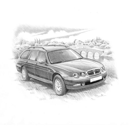 Rover 75 Estate up to 2004 Personalised Portrait in Black & White - RP1543BW