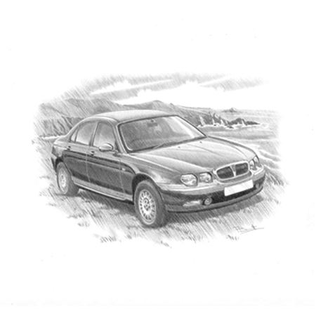 Rover 75 Saloon up to 2004 Personalised Portrait in Black & White - RP1544BW